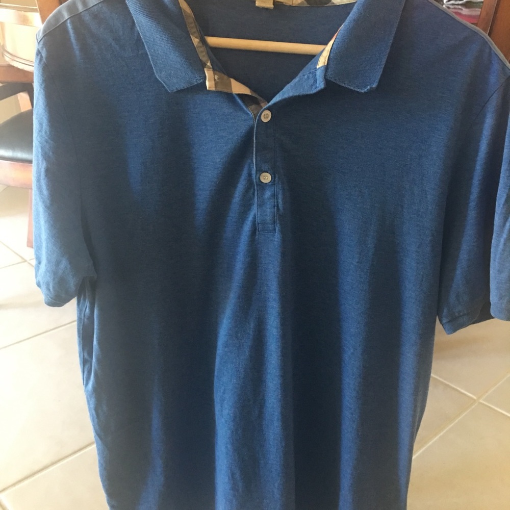 Burberry men’s placket check polo blue size xl